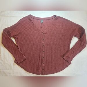 Wild Fable Womens Brick Red Oversized Waffle Knit Long Sleeve Cardigan Sz Medium